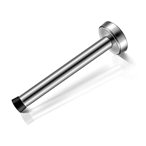 Long Door Stops, Stainless Steel Door Stopper, 5 Inch Commercial Doorstop Door Holder Wall Mounted, Large Modern Brushed Metal Solid Door Bumper Rubber Tip, Heavy Duty Door Stopper