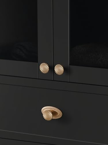 5 Pack Champagne Bronze Cabinet Knobs Flat Drawer Pulls Kitchen Cupboard Bathroom Dresser Cabinet Hardware Handles Zinc Alloy - color: Champagne Bronze, size: Knob