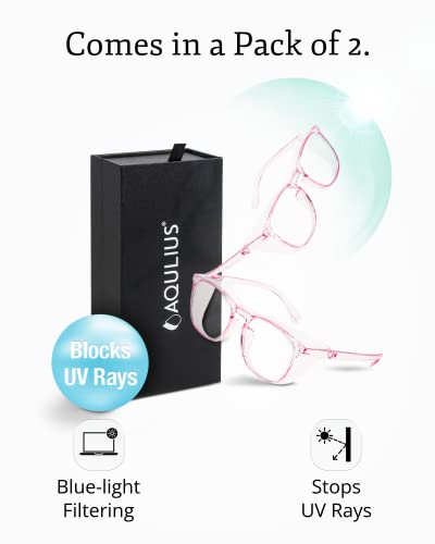 Aqulius 2 Pack Stylish Safety Glasses Goggles, Scratch Resistant, Safety Glasses for Women, Blue Light, Glasses for Nurses - color: Pink/Pink