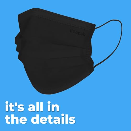 100pcs Premium Individually Wrapped Disposable Face Mask Black Premium Comfort Earloops Nose Wire - color: Black