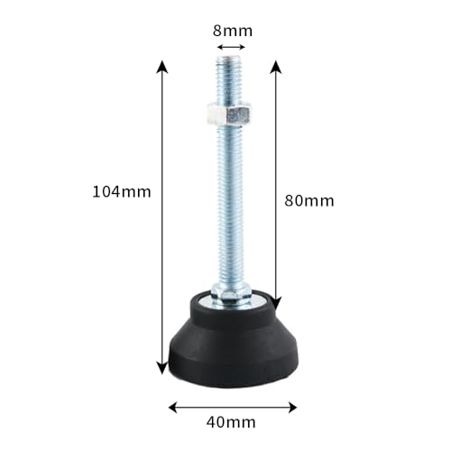 BORDSTRACT Furniture Leveling Feet, 4 pcs M8 Heavy Duty Height Adjuster Foot Feet Leveler Thread Size for Tables, Chair, Sofa, Workbench, Dresser, Bench, Cabinets(D40*M8*L80) - size: D40*M8*L80