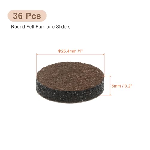 uxcell Furniture Pads, 36Pcs 1" - Round Self Adhesive Felt Furniture Pads, Floor Protectors for Furniture Feet Chairs Legs Hardwood Floors (Brown) - size: 1"