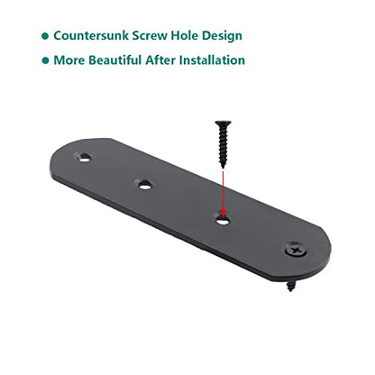 4 Pack Flat Mending Plate for Wood, ULIFESTAR Black Iron Flat Straight Brace Brackets Metal Repair Fixing Wood Brace Joining Plates Connector for Repairing Wooden Furniture with Mounting Screws - size: 4.9 X 1.5 X 0.12 Inches