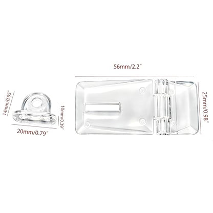 2.2 Inch Crystal Clear Acrylic Hinge Latch with Buckle, 4Pcs Transparent Lock Hasp for Small Cabinet Doors, Drawers, Jewelry Box, and DIY Craft Projects
