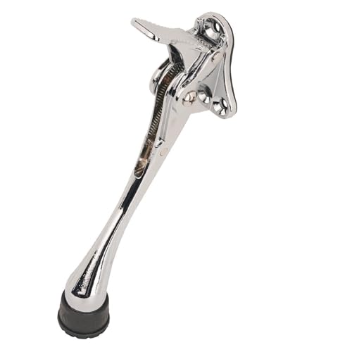 One Touch Kickdown Door Stopper, Door Holder, Heavy Duty Door Stops, Bottom of Door, Height-Adjustable Rubber Tips by HASHI (Chrome 6 inch x 1pack) - color: Chrome, size: 6 inch x 1pack