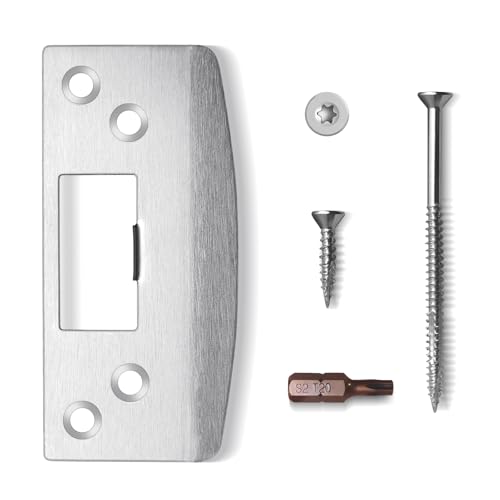 Oversized Door Strike Plate, Heavy Duty Version, Reinforced Enlarged Striker Plate with Large Hole, Fix Door Won't Latch in, Extended to Cover Worn Slot (Satin Nickel, 1 Pack) - color: Satin Nickel, size: 1 Pack