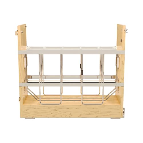 Rev-A-Shelf 5" Pullout Wooden Bakeware Organizer Shelf for Base Kitchen Cabinets w/ Soft-Close and 100 Pound Ball-Bearings, 447-BCBBSC-5C - size: 5 In.