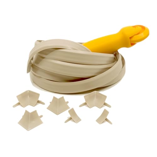 InstaTrim Flexible Self-Adhesive Trim Bundle with Applicator - Trim Caulking Kit with 10 ft Ivory 1/2 in Wide Caulk Strip, 6 Corner and End Caps, and Applicator Tool - color: Ivory, size: 1/2 x 10 Project Kit