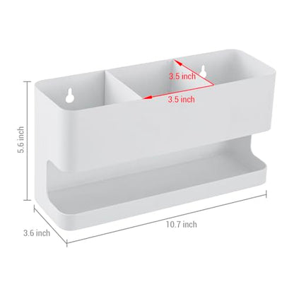 MyGift Hair Tool Organizer, 3-in-1 Metal Hair Dryer Holder, Wall Mounted Blow Dryer Holder, White Bathroom Organizer for Curling Irons, Hair Straighteners, Hair Brush Holder and Hot Tools - color: White