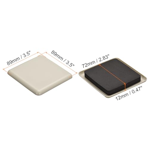 uxcell Furniture Sliders, 8Pcs 3.5" - Plastic Reusable Square Sliding Pads, Chair Glides for Carpeted Tile Vinyl Hardwood Floors (Grey)