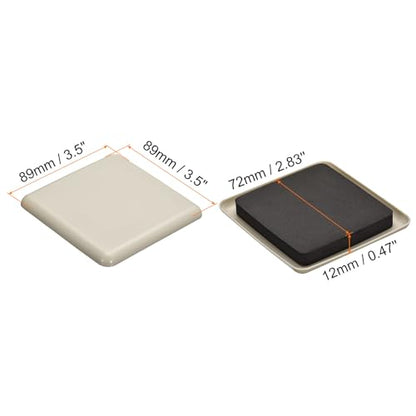 uxcell Furniture Sliders, 8Pcs 3.5" - Plastic Reusable Square Sliding Pads, Chair Glides for Carpeted Tile Vinyl Hardwood Floors (Grey)