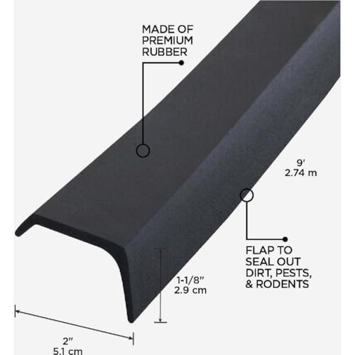 M-D Building Products 03723 9 ft. Black Rubber Garage Door Bottom Seal - size: 9 Ft.