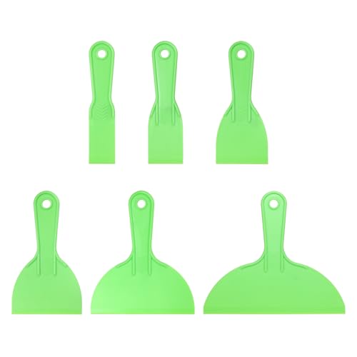 HARFINGTON 6pcs Putty Scraper Set Plastic Flexible Putty Knives Disposable Paint Spreader Cleaner Tool for Spackling, Patching Painting Repairing, Green - color: Green