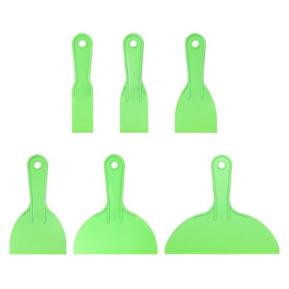 HARFINGTON 6pcs Putty Scraper Set Plastic Flexible Putty Knives Disposable Paint Spreader Cleaner Tool for Spackling, Patching Painting Repairing, Green - color: Green