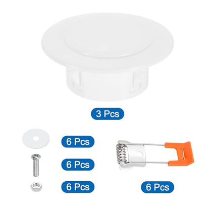PATIKIL 3.5" Spring Ceiling Cover Plate, Recessed Light Trim Wall Mount Downlight Hole Cap Decorative Panel with Buckle Suitable for 2.7-3.1inch Round Hole Glass Ceiling Openings, White - size: 2.7-3.1"