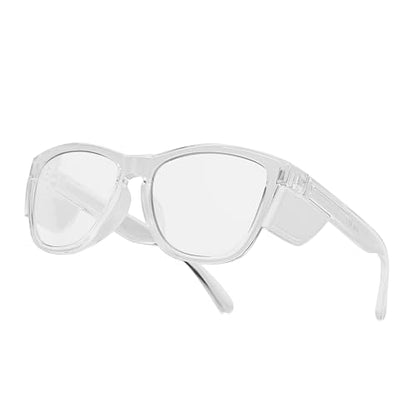 Z87 Anti-Fog Photochromic UV400 Blue Light Blocking Impact Resistant Protective Wraparound safety Glasses - color: Clear
