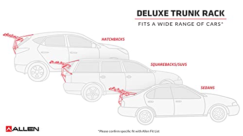 Allen Sports Deluxe Trunk Mount 3-Bike Carrier, Model 103DN-R, Black - color: Red/ Black, size: 3-bike, style: Bike Rack