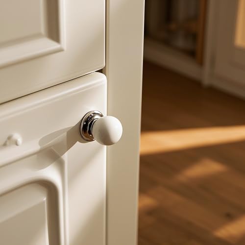KEILEOHO 25 Pack Ceramic Cabinet Knobs, 1.26Inch/32mm White Drawer Knobs with Screws, Round Drawer Dresser Knob Pulls, White Cabinet Knob for Dresser, Door, Kitchen - size: 25 PCS