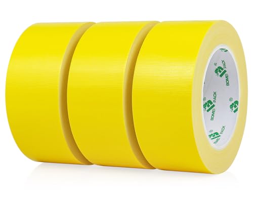 BOMEI PACK Light Yellow Duct Tape, 3Rolls Heavy Duty Strong Industrial Color Duct Tape 9.0mil x 1.88inch x 30yds for Packing and Repairing - color: Light Yellow, size: 3Rolls (1.88inch x 30yds)