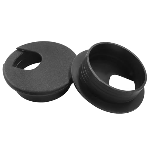 2 Pcs 2 Inch Desk Hole Cover, Plastic Wire Cord Cable Grommet for Office Desk, Computer Wire Organizer, Smooth Edge Hole Grommet with Snap-On Design (Black) - color: Black