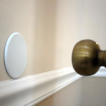Large Door Stoppers for Wall (4 Pack) – 3.25" White Plastic Wall Protectors with Strong Adhesive – Shock Absorbent & Quiet – Stops Damage from Door Knobs – Stick-On, No Tools Needed