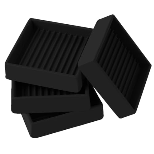 2x2 Square Rubber Furniture Caster Cups, Anti-Sliding Furniture Pads Bed Stopper Floor Protectors with Grip - Protect Any Flooring - size: 4 Pcs Black
