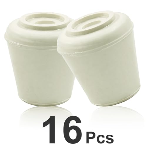 16pcs 1/2 Inch Round Chair Leg Tips Caps, Non-Slip Rubber Chair Leg Floor Protectors, White Furniture Leg Caps Fit for 0.43"-0.47" (11mm-12mm) Diameter Round Feet - size: 1/2 Inch-White