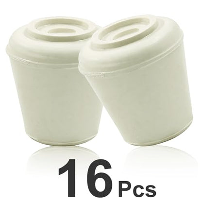 16pcs 1/2 Inch Round Chair Leg Tips Caps, Non-Slip Rubber Chair Leg Floor Protectors, White Furniture Leg Caps Fit for 0.43"-0.47" (11mm-12mm) Diameter Round Feet - size: 1/2 Inch-White