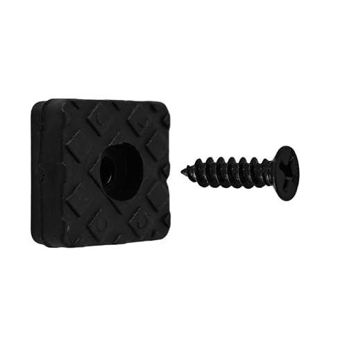 16PCS 22x22mm Black Square Furniture Pads, Non-Slip Heavy Duty Screw-on Furniture Feet, Noise-Canceling Rubber Sliders for Table Desk Chair Sofa Legs