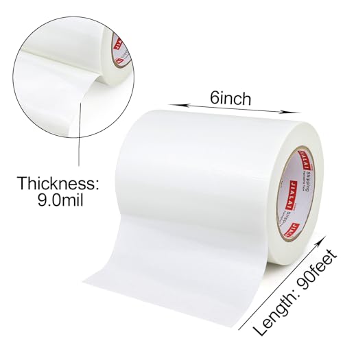 Wide Duct Tape, Industrial Grade 30Yards (90 ft) Wide 6'' Tape Duct, 9 Mil Heavy-Duty, Waterproof, Strong, Flexible, No Residue, for Crafts & Home Improvement (White, 6'' x 90ft) - color: White, size: 6'' x 90ft