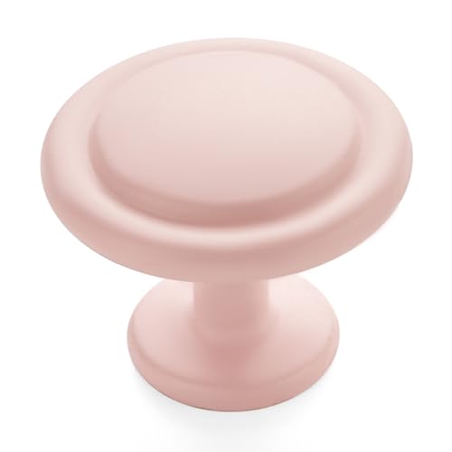 Ravinte 3 Pack 1-1/4 inch Kitchen Cabinet Knobs Pink Frosted Dresser Zinc Pulls Door Drawer Handles for Dresser Drawers - color: Pink