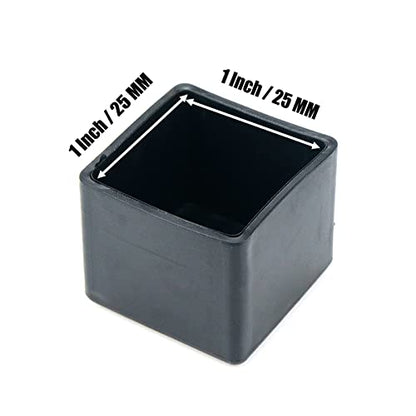 Mcredy Black Chair Leg Caps Soft PVC Rubber Chairs Leg Floor Protectors Easy Installtion Square Furniture Legs 1"x1" Inner Size for Hardwood Floors Couch Beds, 8 Packs - size: 25x25mm/1.0" x1.0",8 PCS
