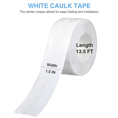 White Caulking Tape for Toilet and Bathtub Self Adhesive, 1.5" x13.5Ft Sealant Caulk Strip Sealing Tape for Bathroom Peel and Stick Floor Shower Wall Tile and Kitchen Edge Protector - style: White-1.5IN-13.5FT-A