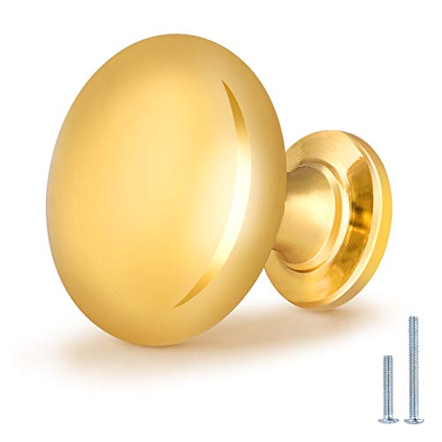 15 Pack Polished Gold Drawer Knob Solid Kitchen Cabinet Hardware,Polished Brass Round Cabinet Dresser Knob Euro Style Furniture Hardware,Diameter:1-1/5" - color: Polished Gold