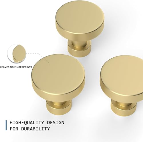 50 Pack Gold Cabinet Knobs and Pulls - Round Drawer Knobs, Brushed Brass for Kitchen Cabinets - color: Brushed Brass, size: 50 Pack