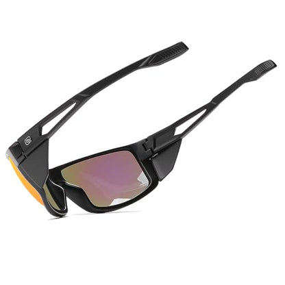 Z87 Polarized Safety Sunglasses, UV400 Wraparound Work Glasses,Protective Shades for Men Women Driving Cycling - color: Matte Black Blue Mirror