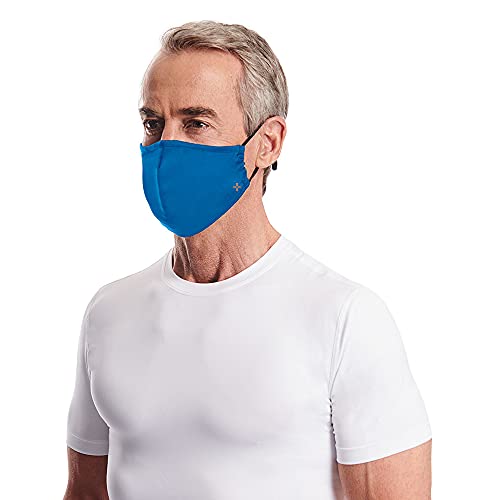 Tommie Copper Community Wear Face Masks I Double Lined, Copper Infused, Ear Straps & Nose Wire, Face Covering (Pack of 2) - style: Black & Cobalt Blue