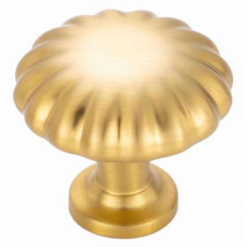 Brushed Gold Cabinet Knobs Gold Drawer Knobs, 10 Pack 1-1/4 Inch, 2510 Single Hole Cabinet Pulls for Kitchen Cabinets Drawers Bedroom Dresser Cupboard Bathroom Vanity - color: Brushed Gold, size: Single Hole