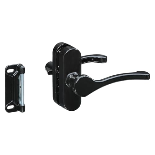 National Hardware N262-204 Lever Latch Black 1-3/4 in Hole Spacing Zinc Die-Cast Door Security Latch for Screen and Storm Doors Interior Exterior Locking Mechanism - color: Black