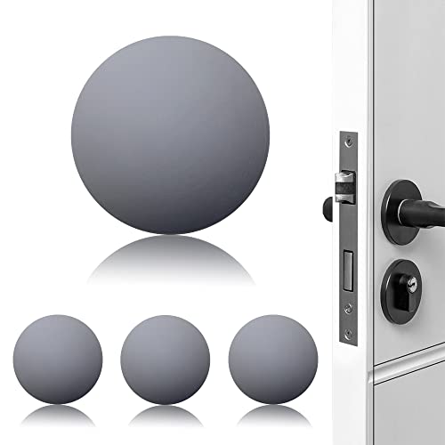 Door Stoppers Wall Protector Buffer Guard Doorknob Door Handle Bumper Self Adhesive Silencer Soft Rubber Crash Pad for Home Office - color: Round-Grey