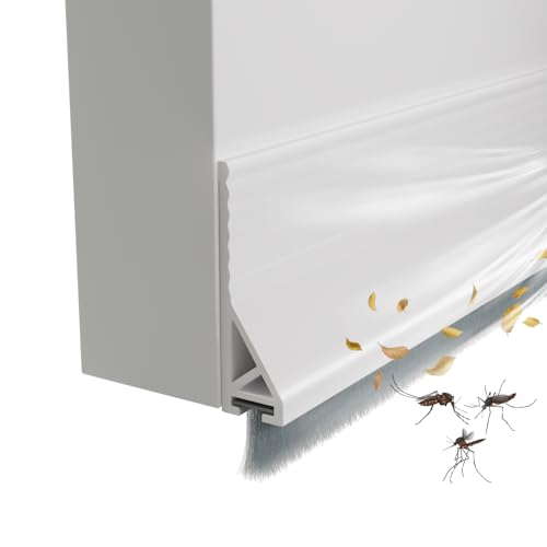 cuysfead 39" Door Draft Stopper for Bottom of Door with Brush,Strong Adhesive Under Door Sweep for Exterior & Interior,Soundproof Door Gap Filler Bottom Seal Dust Blocker and Noise Stopper,White - color: White, size: 39in*1 Pack