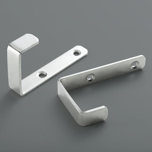 Stainless Steel Hooks for Hanging, Heavy Duty Hooks, Coat Hook, Wall Hooks Wall Mounted Hook Towel Hook Garage Holder Screw Hanger, 6 Pack (Silver) - color: Silver