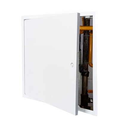 Fengze Steel Access Panel 12 x 12 Inch with 4 Long Fixing Strips White Screwdriver Latch Metal Inspection Door for Wall and Ceiling (300 x 300 mm)