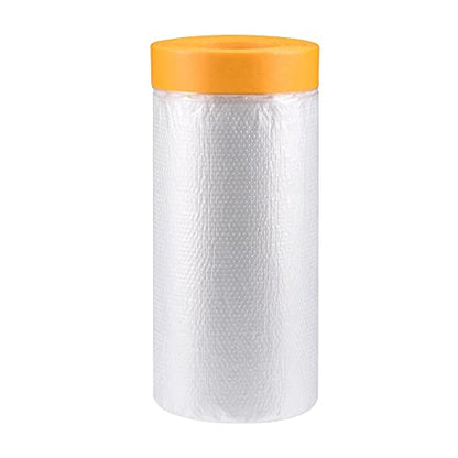 uxcell Pre-Taped Masking Film, 43.3 in x 82 Ft, Plastic Drop Cloth with Medium-Tack Painters Tape for Painting Protection - size: 43.3 in x 82 Ft