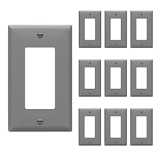 ENERLITES Decorator Light Switch or Receptacle Outlet Wall Plate, Gloss Finish, Size 1-Gang 4.50" x 2.76", Unbreakable Polycarbonate Thermoplastic, UL Listed, 8831-GY-10PCS, Gray, 10 Pack - color: Gray, size: Standard Size