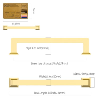 Amerdeco 10 Pack Brushed Gold Cabinet Pulls 5 Inch(128MM) Hole Centers Kitchen Cabinet Handles Cabinet Hardware Kitchen Handles for Cabinets Cupboard Handles Drawer Pulls ZH0019 - color: Brushed Gold, size: 5"/128MM Hole Center