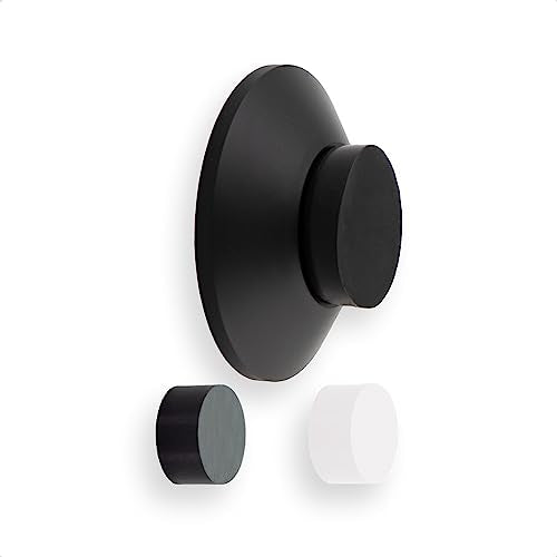 EVI Herrajes | Doorstop for Wall Placement | 1.77x0.66in | Stainless Steel Black Lacquered | Black and White Rubber Included | Adhesive Installation or Screw-in - color: Black Lacquered Stainless Steel, size: 1,77x0,66"