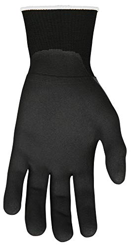 MCR Safety Gloves N96790S Ninja BNF 15 Gauge Nylon/Spandex Shell with NFT Coated Palm & Fingertips, Small, Black/Gray - size: Small