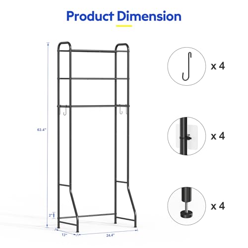samstar 3 Tier Over The Toilet Storage Rack, Bathroom Organizer Shelves Cabinet Above Toilet, Freestanding Shelf Space Saver, Black - color: 3 Tier Black