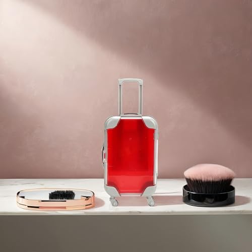 False Eyelash Storage Box, Portable Travel Organizer Mini Luggage False Eyelash Tray Makeup Tool (RED) - color: RED
